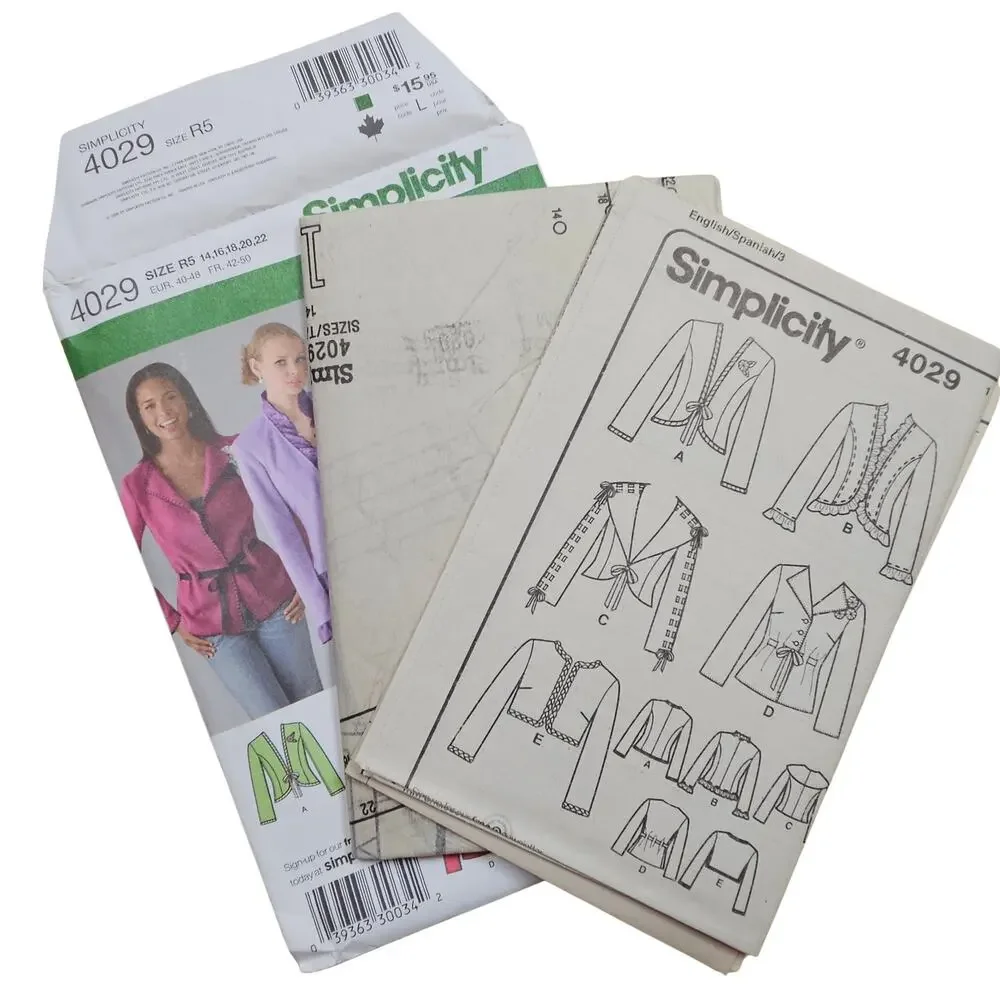 Simplicity 4029 Uptown Chic Jacket Variations Sewing Pattern Size 14 - 22 UNCUT